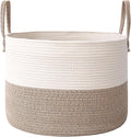 JMvicyroam 115L Extra Large Blanket Basket for Living Room - Woven Cotton Rope Laundry Hamper with Reinforced Handles - Stora
