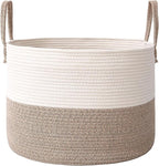 JMvicyroam 115L Extra Large Blanket Basket for Living Room - Woven Cotton Rope Laundry Hamper with Reinforced Handles - Stora