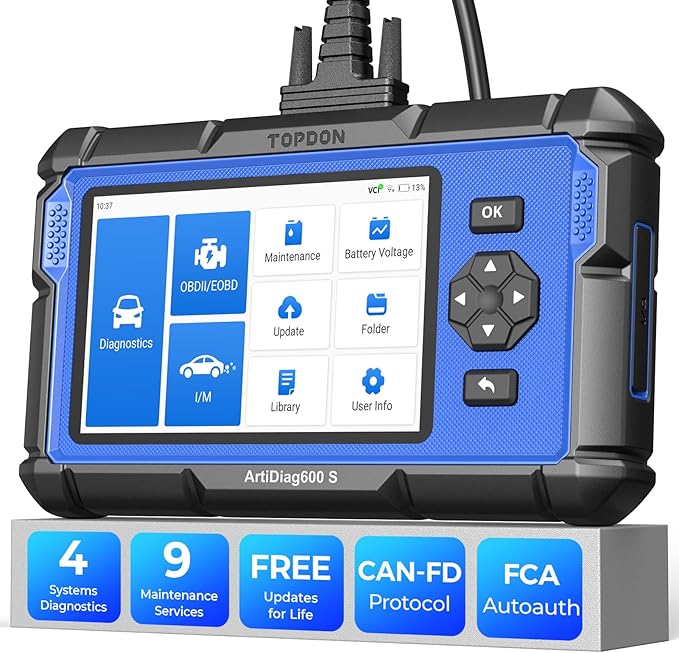 TOPDON Upgraded AD600S OBD2 Scanner, Diagnostic Tool, ABS SRS Transmission Engine Code Reader, 9 Reset Services Scan Tool,