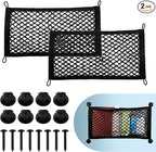 2 Pack Small Cargo Net Pocket Storage Pouch Bag 21 x 9.8 Inches RV Netting Elastic Automotive Cargo Nets with 8 Mounting