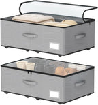 Under Bed Storage with Wheels, No Assemble Required 12 inches height Under Bed Storage bins,Large capacity Rolling Underbed S
