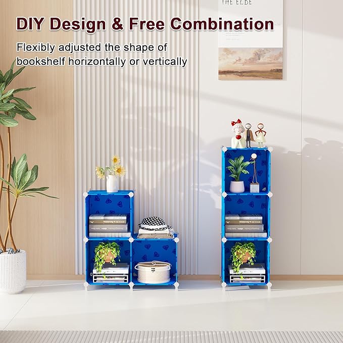 UNKU Cube Storage Organizer, 3 Cube Closet Organizer Storage Shelves, DIY Stackable Bookcase, Clothes Organizer Shelf for Clo