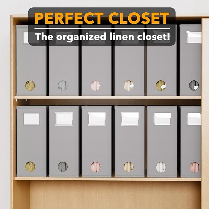 SpaceAid 12 Pack Bed Sheet Organizers and Storage, Foldable Sheet Organizer for Linen Closet, Sheets Set Folder Keeper with W