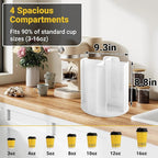 4-Compartment Rotating Paper Cup Holder & Coffee Cup Lid Storage Dispenser, Plastic Cup Dispenser Removable, Space-Saving Cou