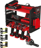 BUILTSTRONG Power Tool Organizer Wall Mount - 3-Tier Heavy-Duty Metal Hand Tool Storage Rack, Utility Racks, Drill Holder, Pe