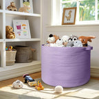 MEGASKET 115L Extra Large Purple Storage Basket, 23.6" X 15.7" Jumbo Woven Cotton Rope Bin for Throw Blankets Pillows, Baby L