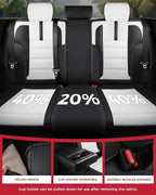 FREESOO Black White Car Seat Covers Full Set - Faux Nappa Leather Seat Covers for Cars, with Front Seatbelt Pads, Cute Breath