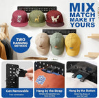 2 Pack Hat Hook Organizer for Baseball Caps, Hat Hanger Holder for 20 Caps, Wall Hat Rack with Strong Adhesive, Multilayer Ca