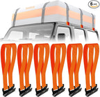 6 Rooftop Cargo Tie Down Hook Straps - Secure Any Car Roof Bag, Roof Rack Cargo Carrier, or Car Top Carrier, Durable and Solid, No Roof Rack Required, Compatible with Most Cars - Registered Patent