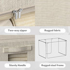 FHSQX 6 Pack Clothes Storage Bins with Metal Frame Foldable Storage Bins for Clothes Linen Fabric Storage Box with Clear Wind