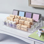 STORi Multi-Level Nail Polish Bottle Holder | Clear Plastic Organizer Rack for up to 40 Nail Polish Bottles, Rectangular 4 Ti