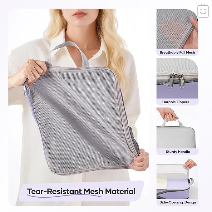 Veken 9/11 Set Compression Packing Cubes for Travel Essentials,Compressible Expandable Large Luggage Suitcase Organizer Bags 