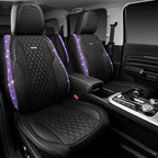 CAR PASS Bling Nappa Leather Car Seat Cover for Full Set Universal Luxury Waterproof Heavy-Duty Anti-Slip Cushioned Fit for S