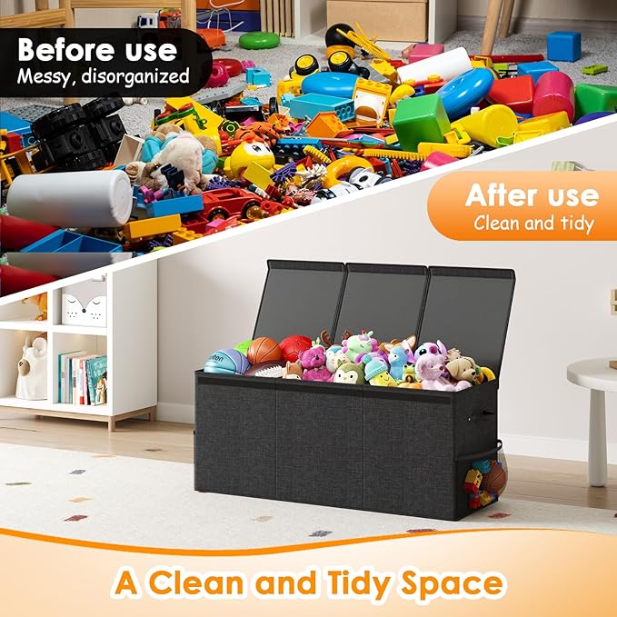 Extra Large Toy Box Chest with Lid, Kids Toy Storage Organizer for Boys Girls, Big Toy Bin Basket Extra Large Toy Storage Box