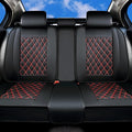 Huidasource Rear Bench Car Seat Covers, Split Back Leather Seat Cover Velcro Adjustable, Compatible with Armrests, Seat Belts