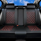 Huidasource Rear Bench Car Seat Covers, Split Back Leather Seat Cover Velcro Adjustable, Compatible with Armrests, Seat Belts