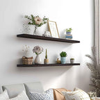 PHPH 48 Inch Wood Floating Shelves for Wall, Wooden Wall Shelves for Bedroom, Set of 4 Brown