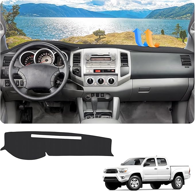 FIILINES Dash Cover for 2005-2015 Toyota Tacoma Pickup, Dashboard Mat Accessories Dash Cover Sunshade Nonslip Mesh Protector 