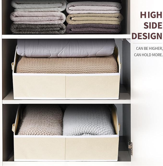 Homsorout Trapezoid Closet Shelf Organizer - Large Baskets for Organizing, Fabric Storage Box for Shelves, Cube Storage Bins 