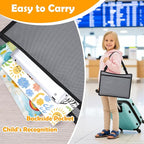 Kids Travel Tray for Toddler Carseat, Road Trip Activities Essentials for Toddler, Kids Lap Desk Tray with Tablet Holder Stand ＆ Dry Erase Board (Grey)