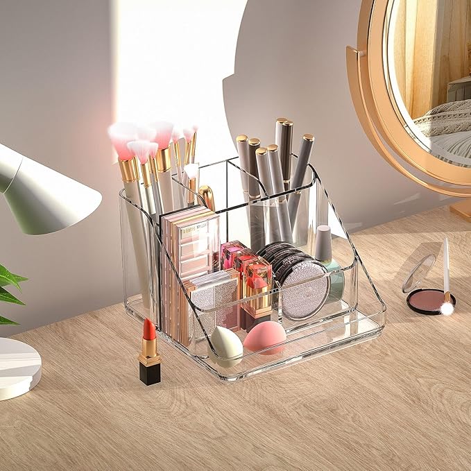 Ettori APLOP Makeup Organizer Tray, 6-Compartment Vanity Makeup Organizer for Jewelry, Hair Accessories, Bathroom Counter or 