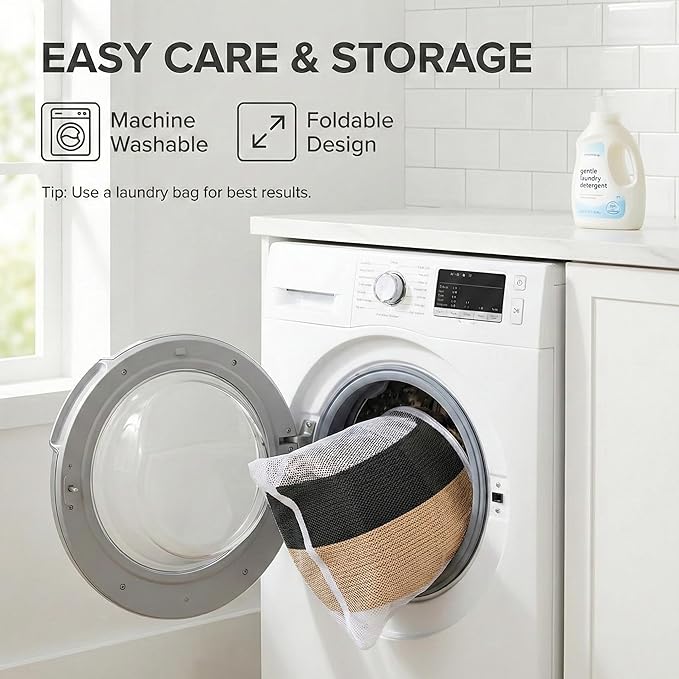 JMvicyroam 65L Extra Large Blanket Basket for Living Room - Woven Cotton Rope Laundry Hamper with Reinforced Handles - Storag