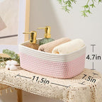 MiniArk Small Storage Baskets for Organizing | Closet Organizer Bins | Shelf Toy Basket | Woven Rope Baskets | Cube Decorativ