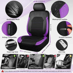 CAR PASS Leather Seat Covers, Breathable Universal Car Seat Cover Full Set for Cute Women Girly,Super 5mm Composite Sponge In