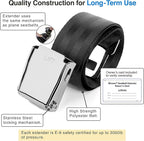 2 Mirone Adjustable Airplane Seat Belt Extenders Seatbelt Extension for All Airlines (7-32 Inch), E-9 Safety Certified (Type A & B)