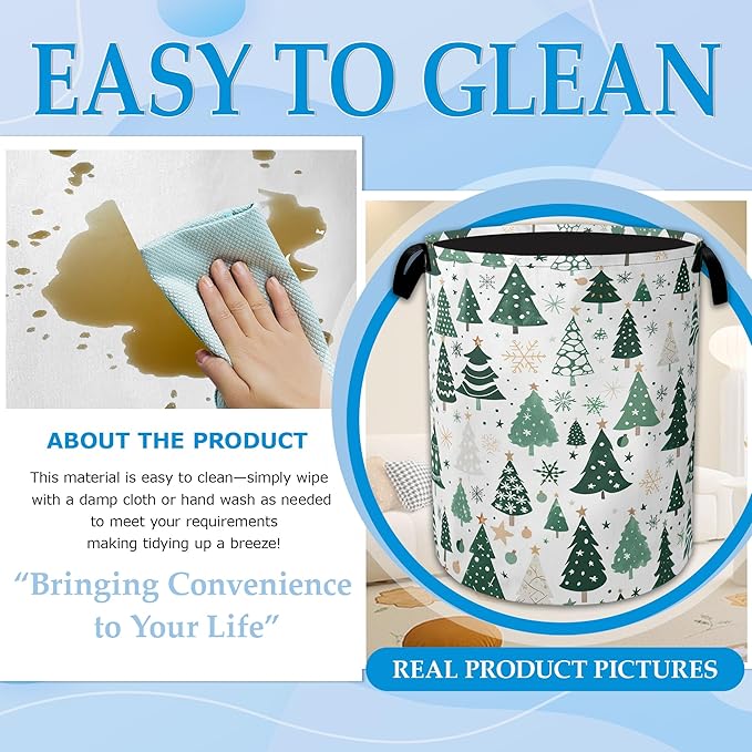 Christmas Tree Laundry Basket Woodland Collapsible Laundry Hamper Clothes Toy Storage Bin for Bathroom Bedroom Room Decor 16"