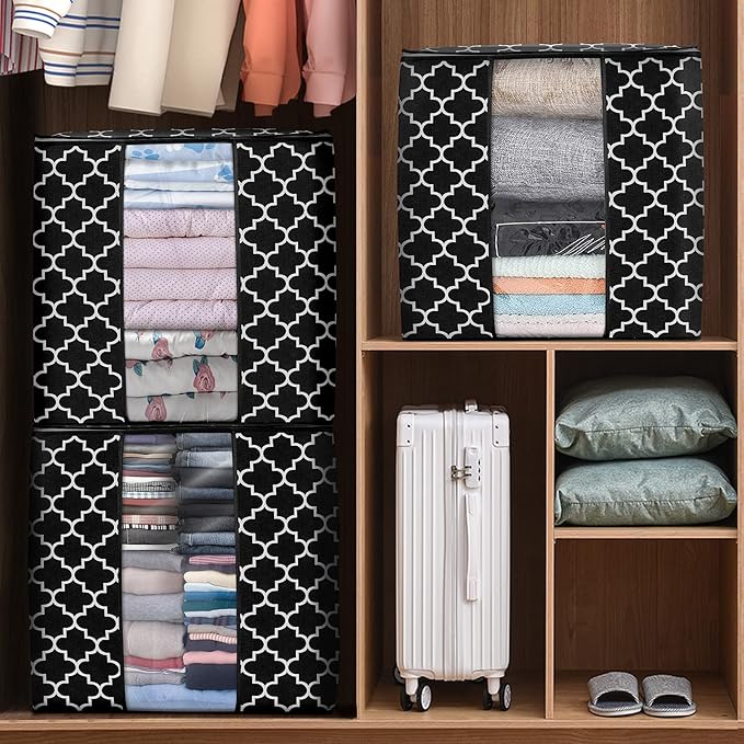 WISELIFE Storage Bags 8 Pack/100L Large Blanket Clothes Organization and Storage Containers for Comforters,Bedding, Foldable 