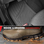 Motor Trend FlexTough Performance All Weather Rubber Car Floor Mats with Cargo Liner – Full Set Front & Rear Odorless Floor Mats for Cars Truck SUV, BPA-Free Automotive Floor Mats (Gray)