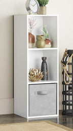 Whitmor 3 Cube Storage Organizer, 3 Tier Stackable MDF Wood Bookcase, Open Storage Display Bookshelf, Storage Cabinet for Liv