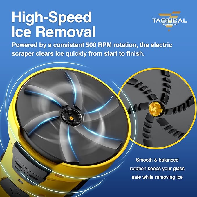 Tactical Ice Scraper Electric Scrapers for Car Windshield with Motorized Rotating Disc Rechargeable Cordless Scratch Free Best Ice Scrapper & Snow Remover Tool for Winter Driving