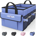 HOTOR Trunk Organizer - Car Organizer with 5 Pockets, Trunk organizer for SUV, Sedan & Van, Car Organization with Sturdy Base Panel for Car Accessories, Blue, 2 Compartments, 23.6"×14.2"×10.6"