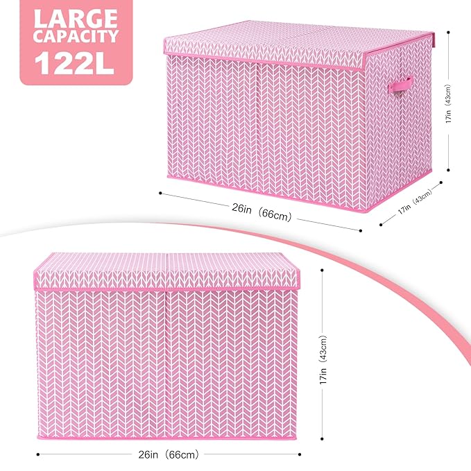 Mayniu Extra Large Toy Box Chest with Dividers, 120L Sturdy Toy Storage Organizer Bin Boxes Basket for Kids, Boys, Girls, Liv