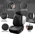 CAR PASS Nappa Leather Car Seat Covers Front Seats, Luxury Seat Protector for Cars, Waterproof Anti-Slip Seat Cushion Airbag 