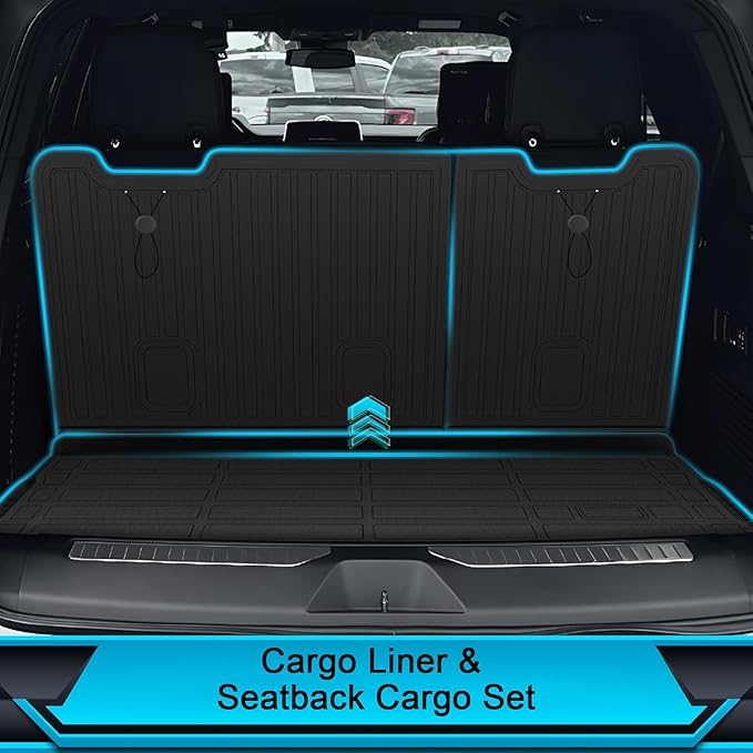 Floor Mats for Chevrolet Chevy Tahoe 2015-2020 and for GMC Yukon 2015-2020 (Bucket Seat), TPE Waterproof Non-Slip All Weather Protection Custom (Floor Mats & Cargo Liner & Seatback Cargo Mat)