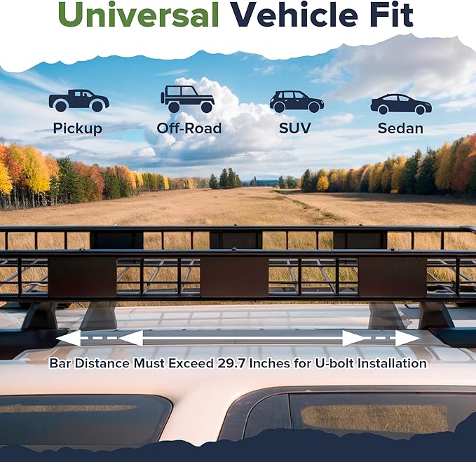 ARKSEN 64 x 39 x 5 Inch Upgrade Universal Roof Rack with Cargo Net, 2 Ratchet Straps - 150Lbs Capacity Heavy Duty Rooftop Cargo Carrier with Extension for Car, SUV & Pickup