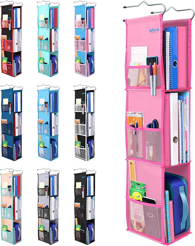 ABRA® 3 Shelf Hanging Locker Organizer for School, Gym, Work, Storage | Deep Shelves 6”x 9”| Eco-Friendly Fabric Healthy for 