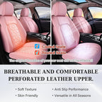 Coverado Car Seat Covers Full Set, Pink Leather Seat Covers for Cars, Universal Waterproof Car Seat Cover, Luxury Front and B