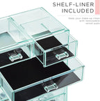 Sorbus Acrylic Makeup Organizer Set, 6-Drawer Vanity & Countertop Cosmetic Storage with Small & Wide Compartments, Teal Thril