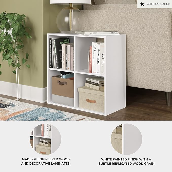 Signature Design by Ashley Onita Contemporary 4 Cube Organizer for Storage, Fits 10.5" by 10.5" by 11" H Storage Bins, Wood, 