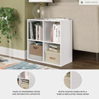 Signature Design by Ashley Onita Contemporary 4 Cube Organizer for Storage, Fits 10.5" by 10.5" by 11" H Storage Bins, Wood, 
