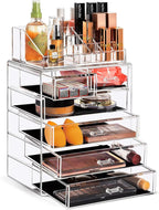 Sorbus Acrylic Makeup Organizer Set, 6-Drawer Vanity & Countertop Cosmetic Storage with Small & Wide Compartments, Clear Make