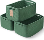 3-Pack Shelf Baskets for Organizing, Closet Organizer Bins, Small Woven Baskets, Rope Toy Basket, Storage Basket for Shelves,