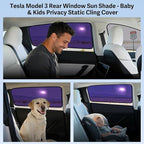 ZATOOTO Tesla Model 3 Car Window Shades 4Pack | Clear for Safe Driving | Bluish-Purple for Passenger Comfort | UV Protection | Static Cling Side Window Sun Shade Blocker with Storage Bag | 2018-2025 |