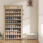 Laiensia 9-Tier Shoe Rack ，Space Saving Shoe Storage Organizer Non-Woven Cover Shoe Shelf Holds 36-45 Pairs for Bedroom, Hall