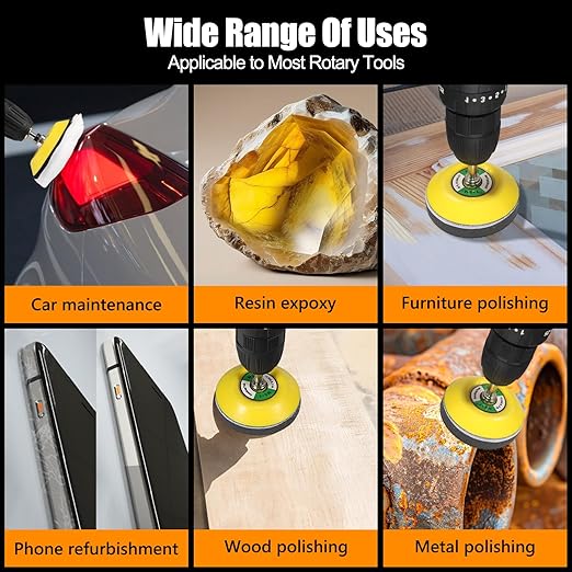 136Pcs Sanding Disc Drill Polishing Kit,3 Inch Sandpaper Wet Dry Headlight Restoration Kit with Hook and Loop Buffing Pads fo