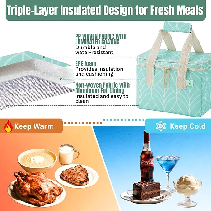 VENO 2 Pack Small Cooler Bag, Insulated Grocery Bags, Collapsible Cooler, Reusable Shopping Bags for Groceries, Water Resistant, Zippered, 2.5 Gallon (Evergreen, 2 Pack)